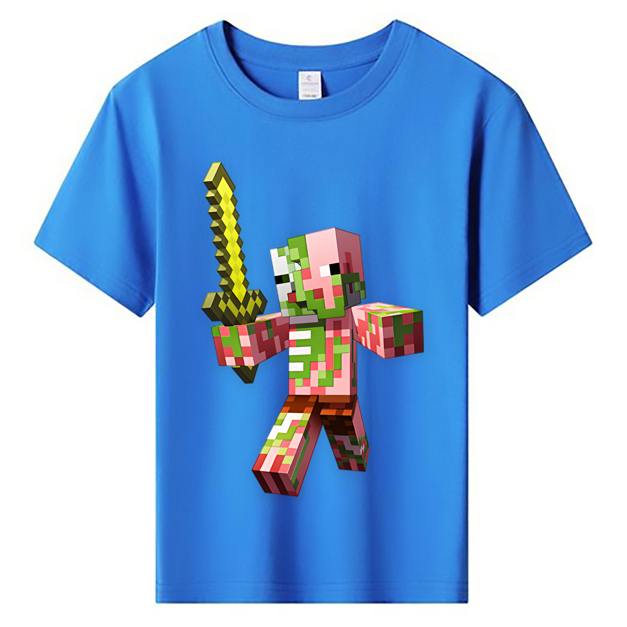 （画像用） マインクラフト ブロックの世界 Minecraft MC Block world 綿100％キッズTシャツ（フロントプリント）